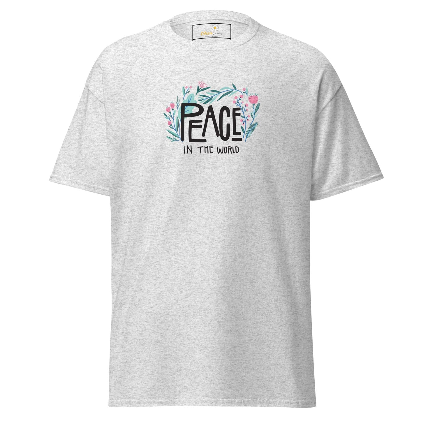 Unisex classic tee - POSITIVE TEXT PEACE IN THE WORLD - REGULAR - Ash / S