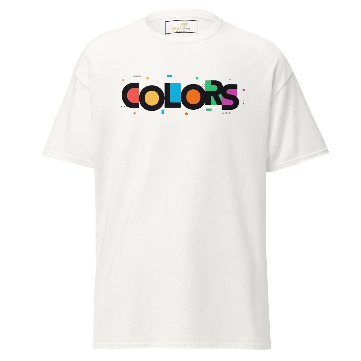 White T-shirt with COLORS graphic from T-SHIRT DESIGN TEE for Men and Women in S to XL