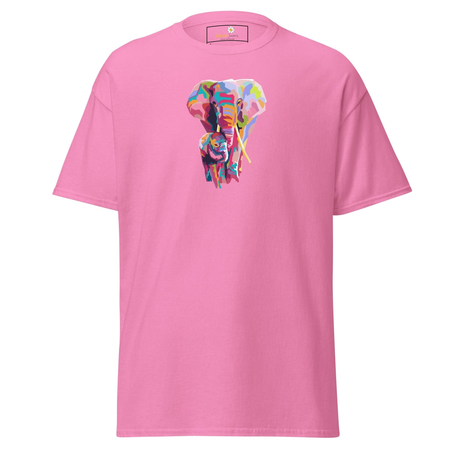 Unisex classic tee - WILD LIFE COLORFUL ELEPHANTS - REGULAR - Azalea / S