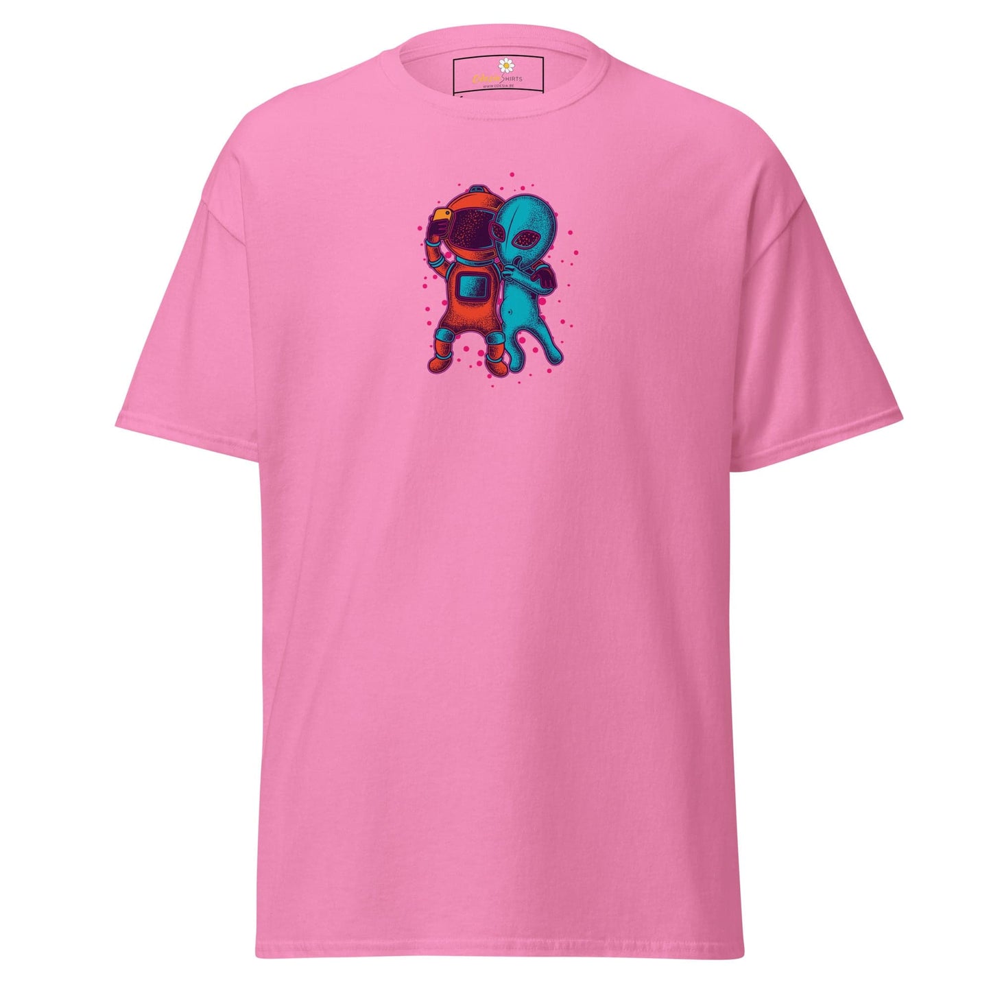 Unisex classic t-shirt - ASTRONAUT ALIEN SELFIE - REGULAR - Azalea / S