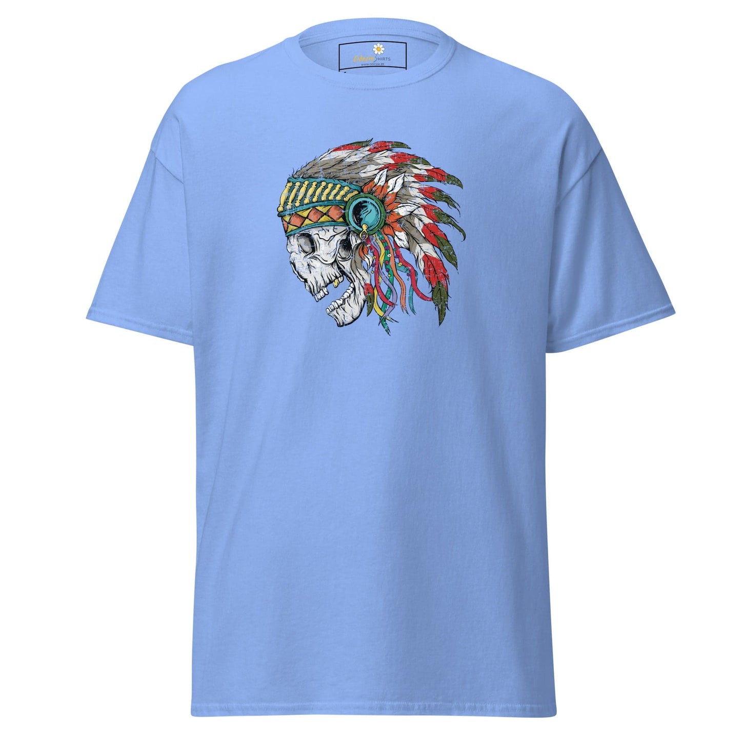 Unisex classic t-shirt - SKULL NATIVE INDIAN - REGULAR - Carolina Blue / S