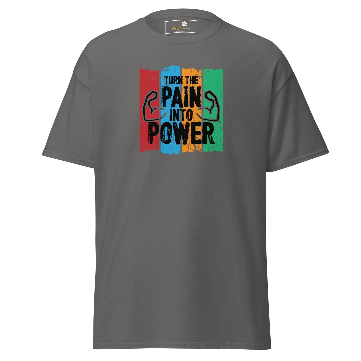 Unisex classic t-shirt - SPORT TURN THE PAIN INTO POWER - REGULAR - Charcoal / S