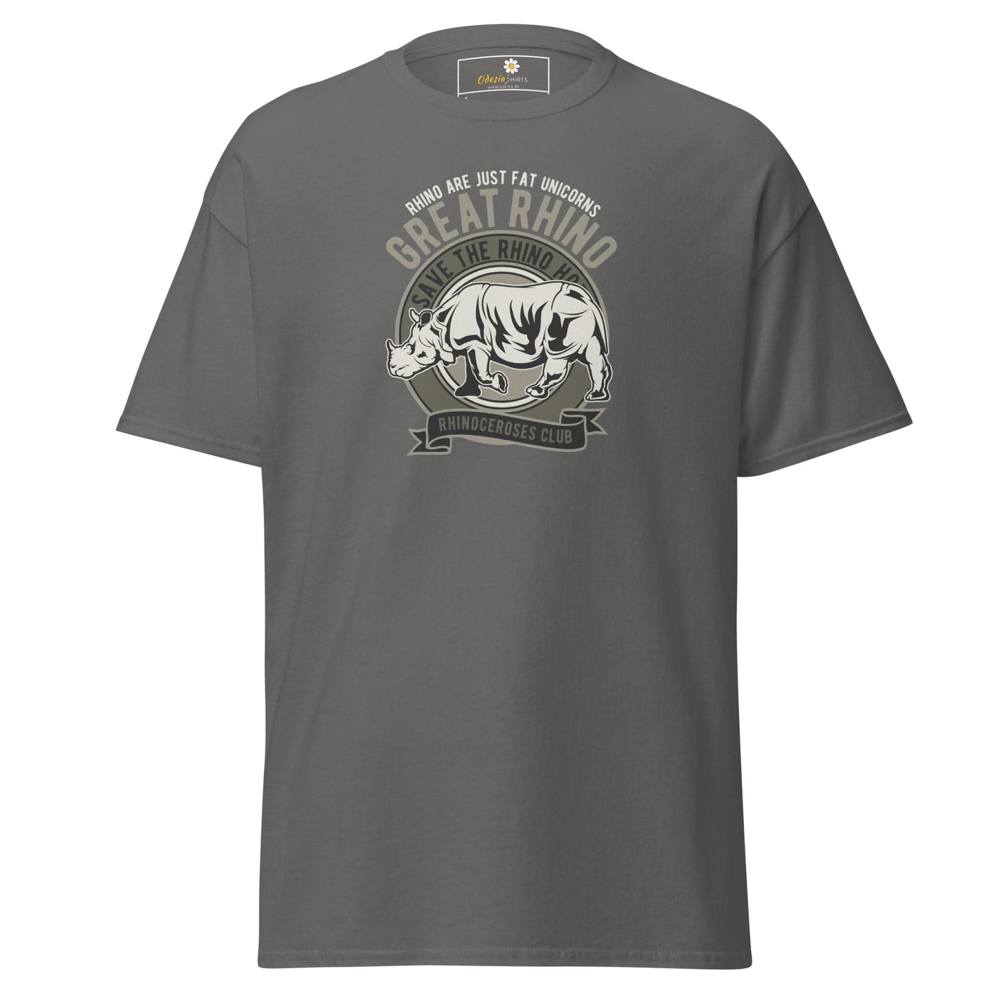 Unisex classic t-shirt - WILD LIFE GREAT RHINO - REGULAR - Charcoal / S