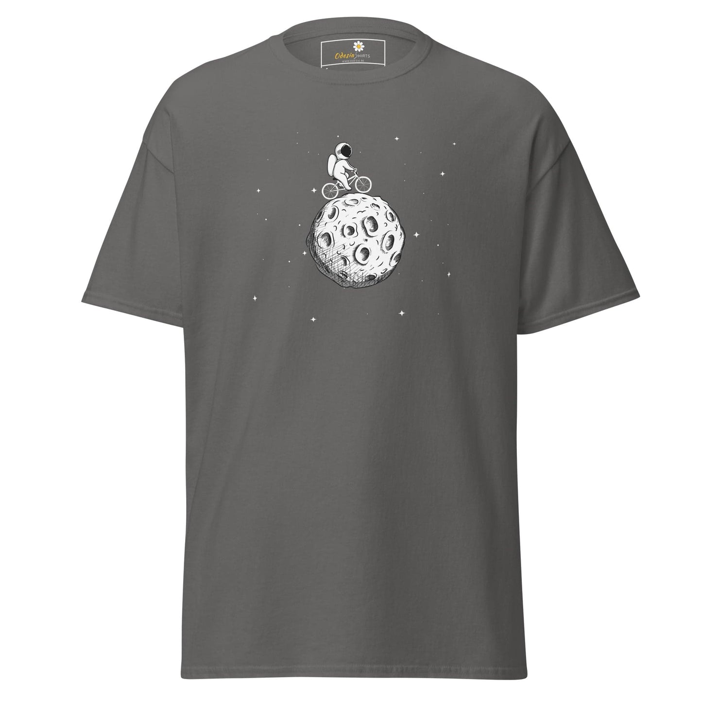 Unisex classic t-shirt - ASTRONAUT RIDING BIKE MOON - REGULAR - Charcoal / S