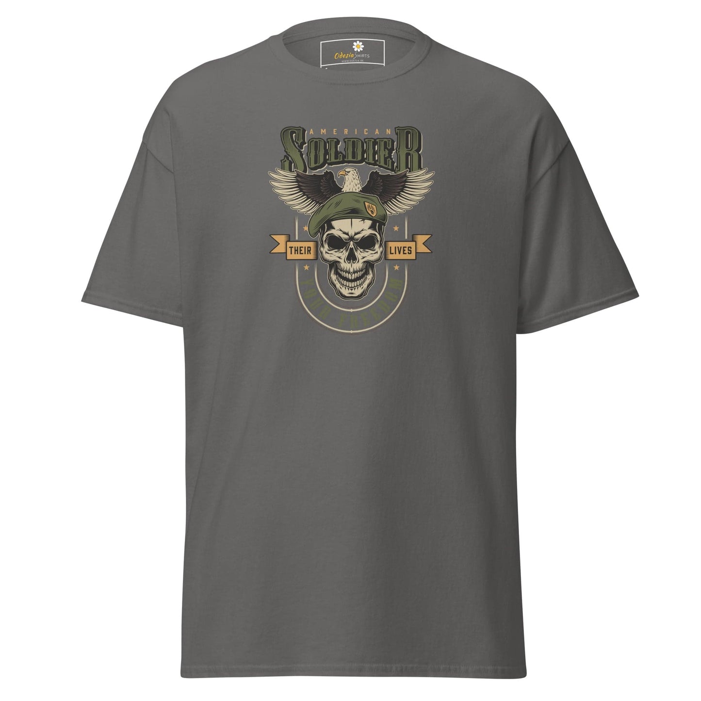 Unisex classic tee - SKULL VINTAGE AMERICAN SOLDIERS - REGULAR - Charcoal / S