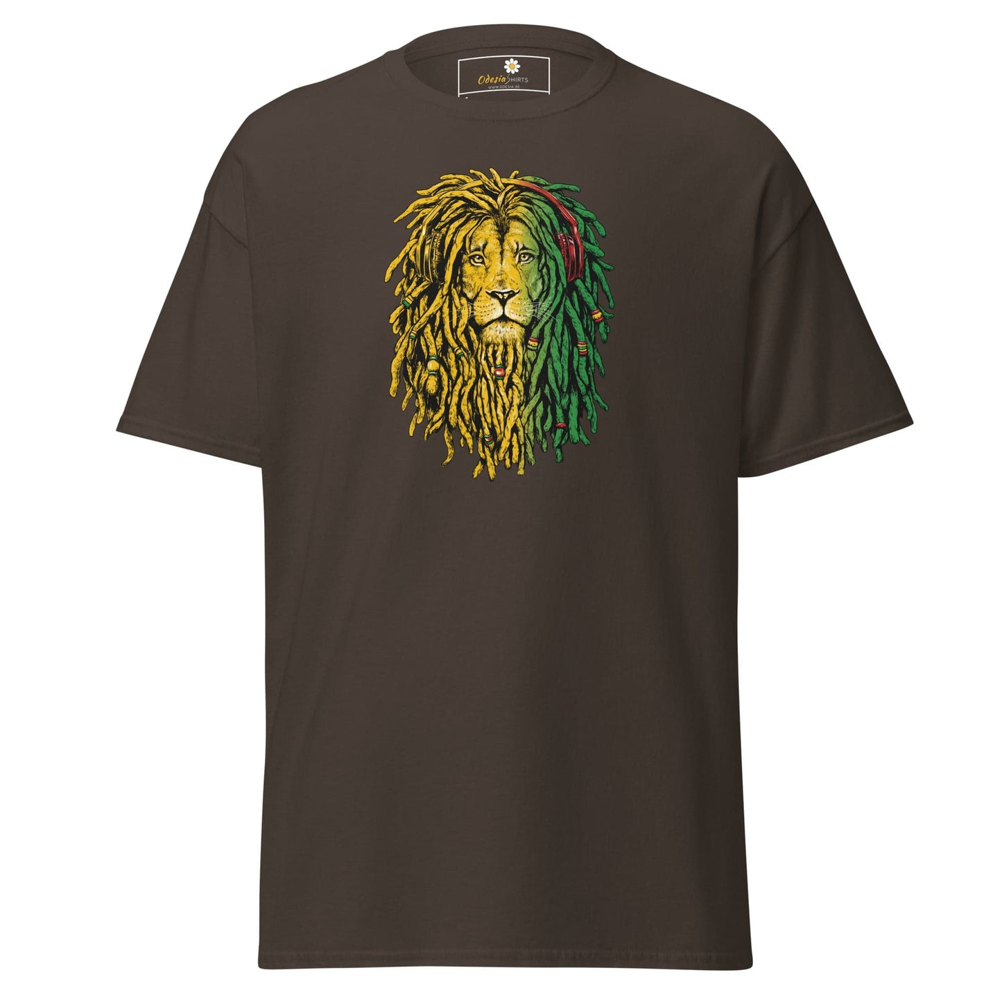Unisex classic t-shirt - WILD LIFE REGGAE LION - REGULAR - Dark Chocolate / S