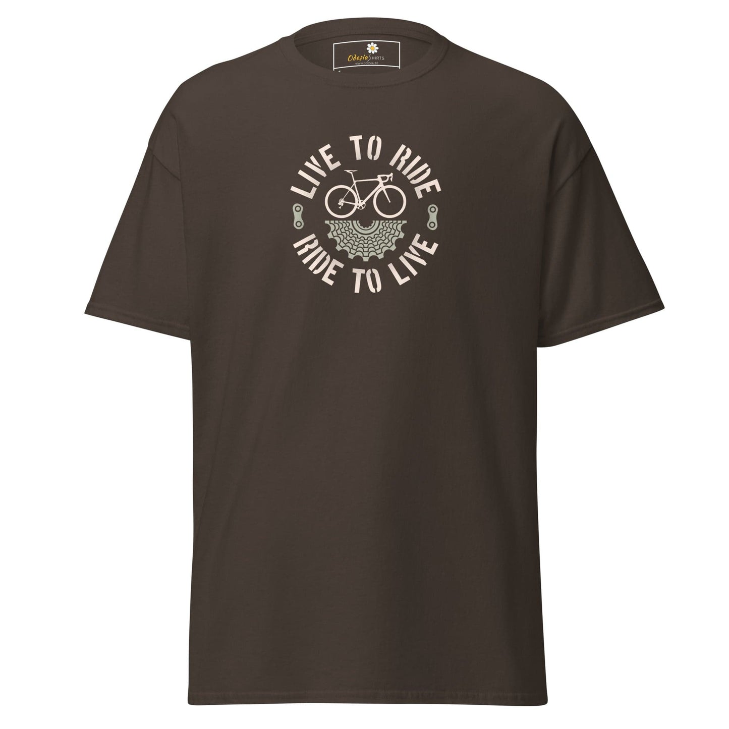 Unisex classic t-shirt - SPORT BICYCLE RIDE TO LIVE - REGULAR - Dark Chocolate / S
