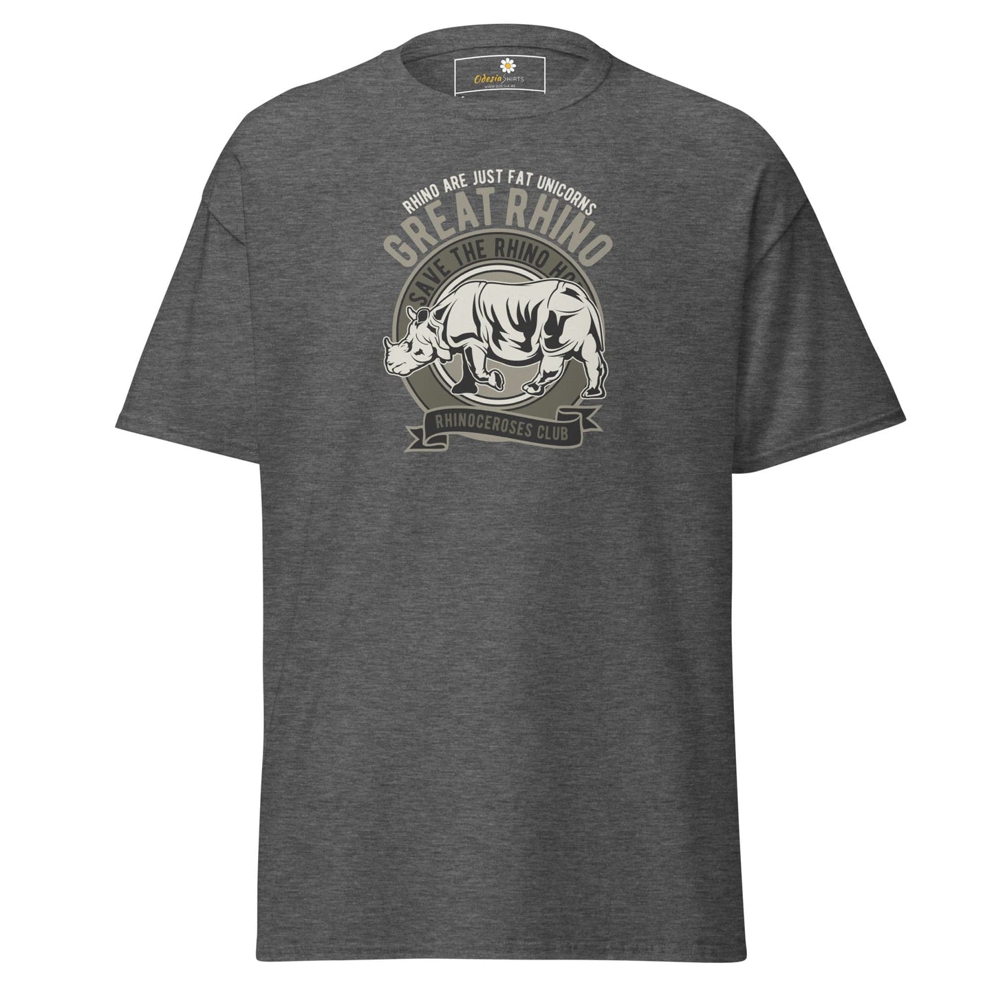 Unisex classic t-shirt - WILD LIFE GREAT RHINO - REGULAR - Dark Heather / S