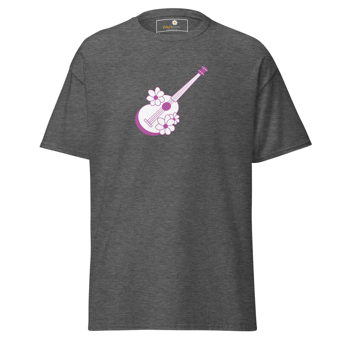 Unisex classic t-shirt - MUSIC GUITAR FLOWERS - REGULAR - Dark Heather / S