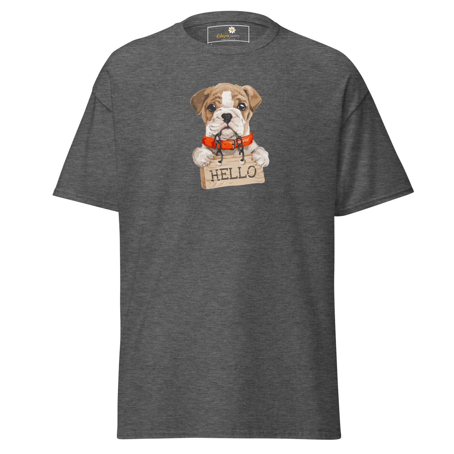 Unisex classic t-shirt - ANIMALS HELLO PUPPY - REGULAR - Dark Heather / S