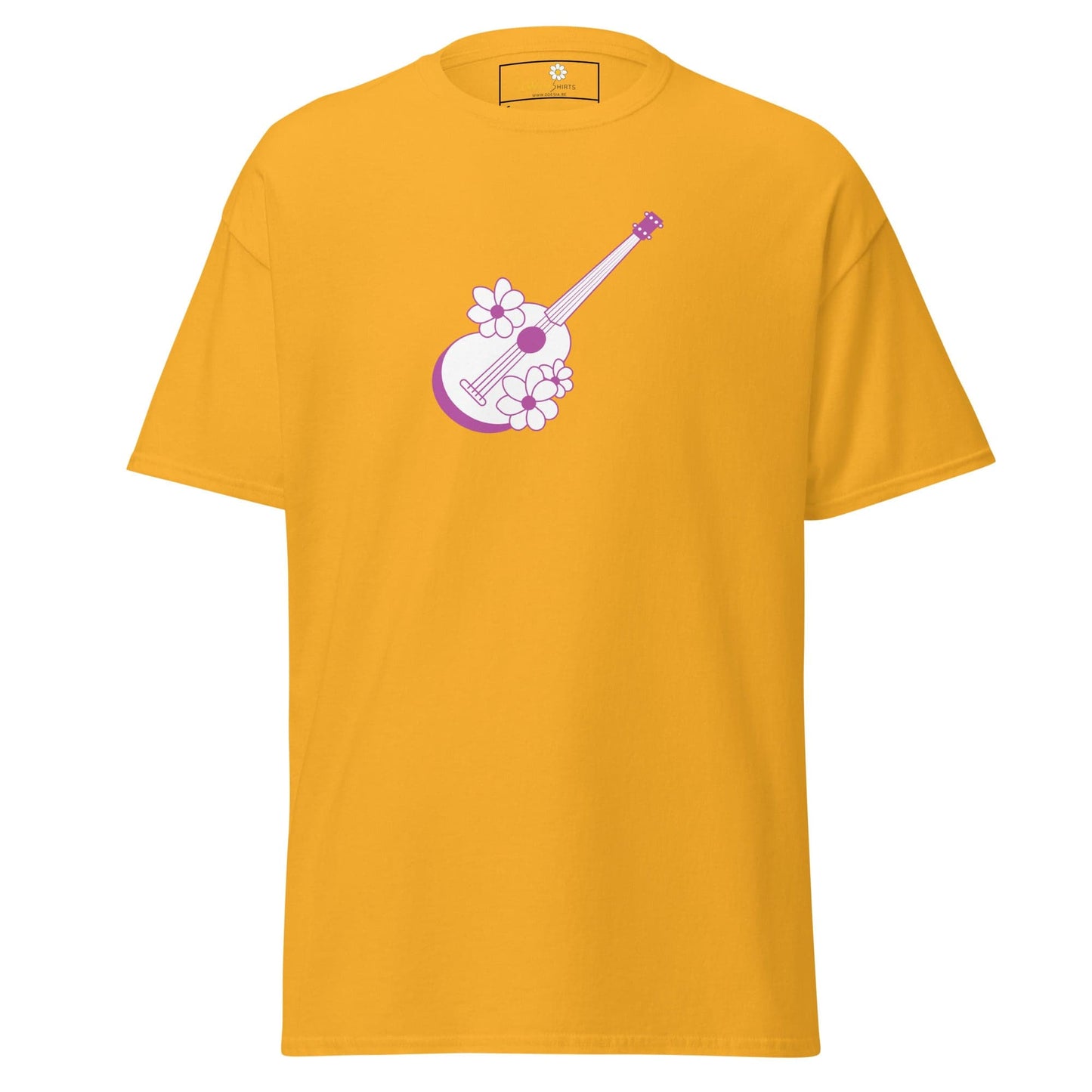 Unisex classic t-shirt - MUSIC GUITAR FLOWERS - REGULAR - Gold / S