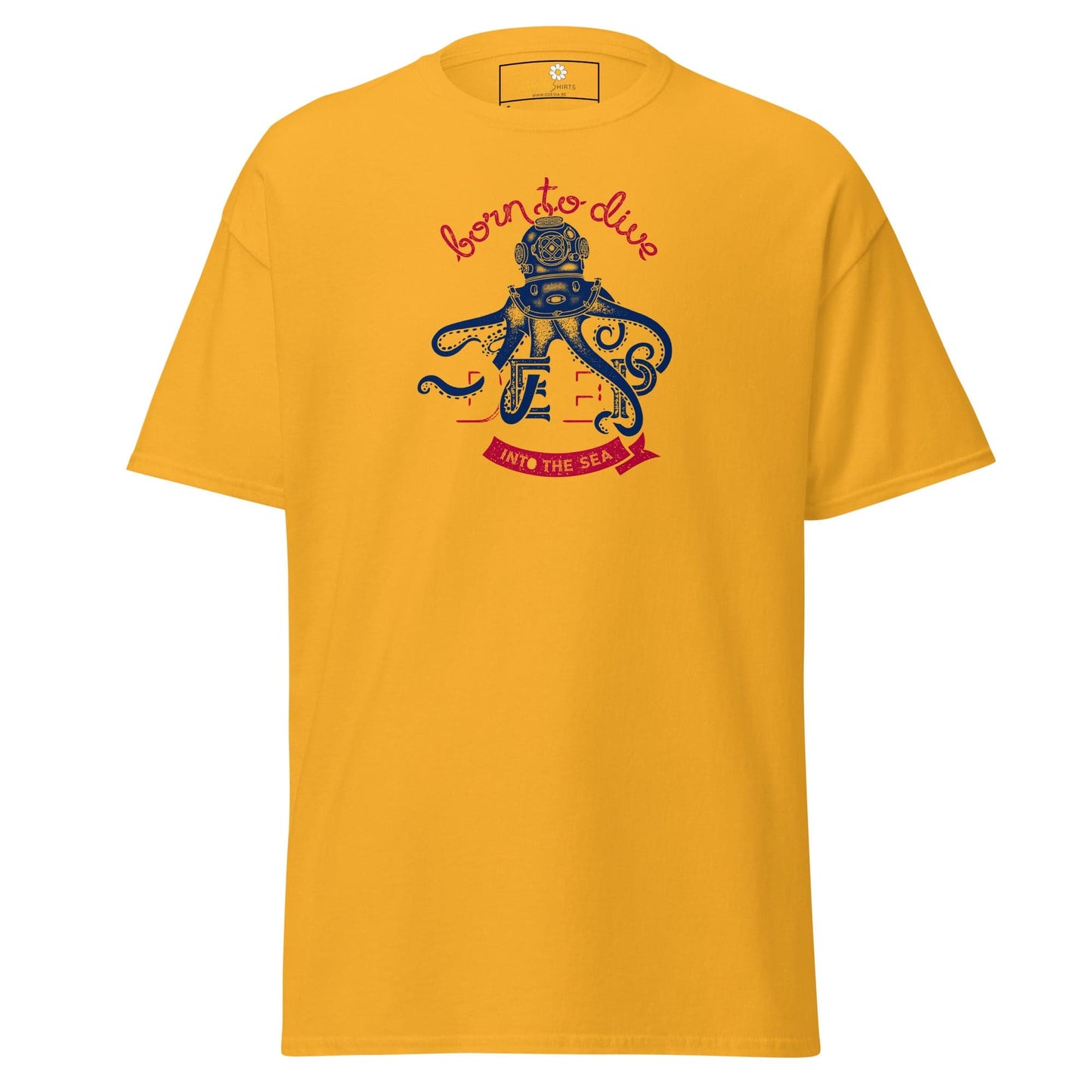 Unisex classic t-shirt - SPORT BORN TO DIVE - REGULAR - Gold / S