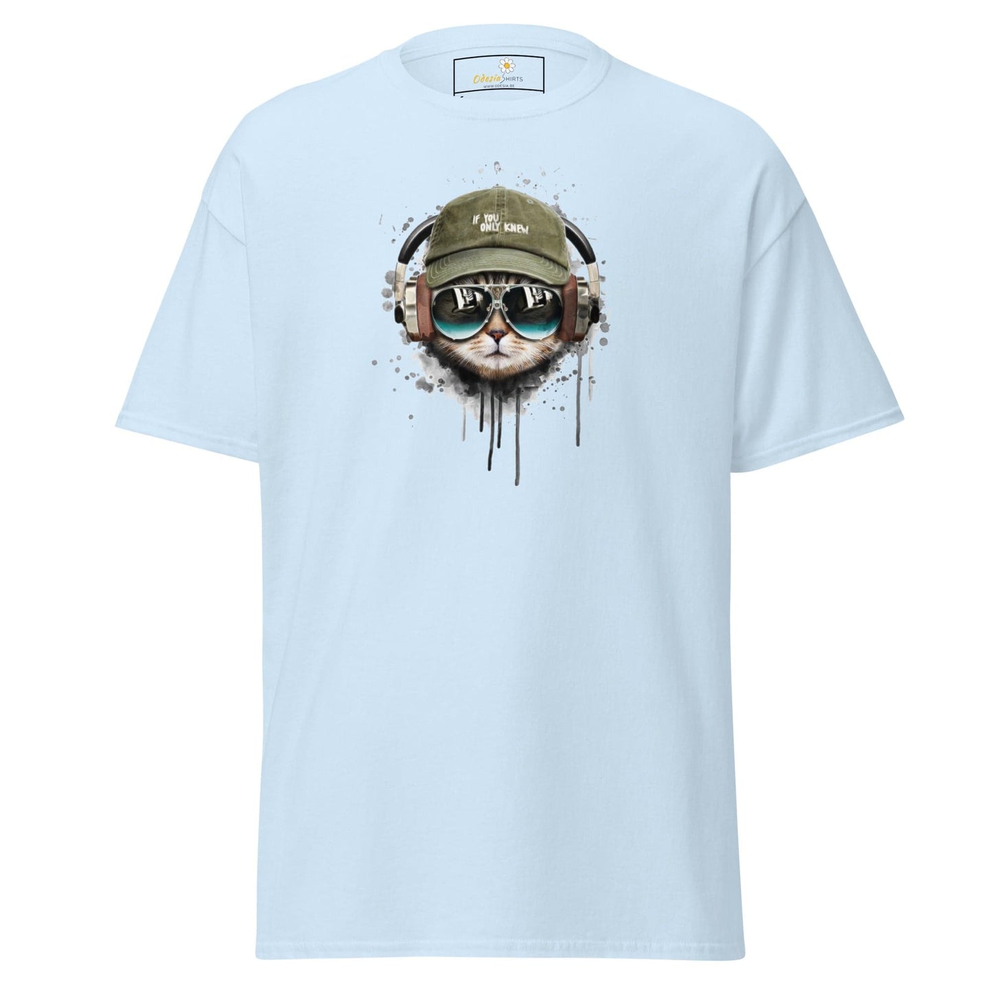 Unisex classic t-shirt - ANIMALS MUSIC CAT HAT - REGULAR - Light Blue / S
