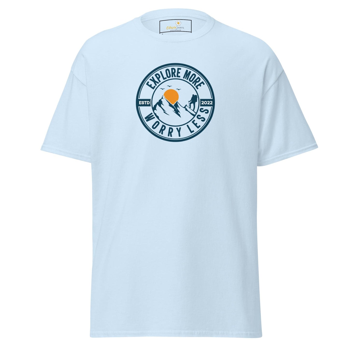 Unisex classic t-shirt - ADVENTURE EXPLORE WORRY LESS - REGULAR - Light Blue / S