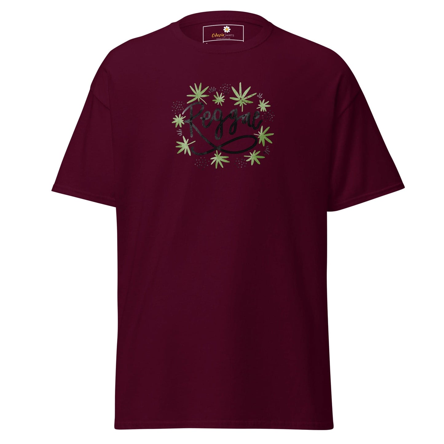Unisex classic t-shirt - MUSIC REGGAE LEAVES - REGULAR - Maroon / S
