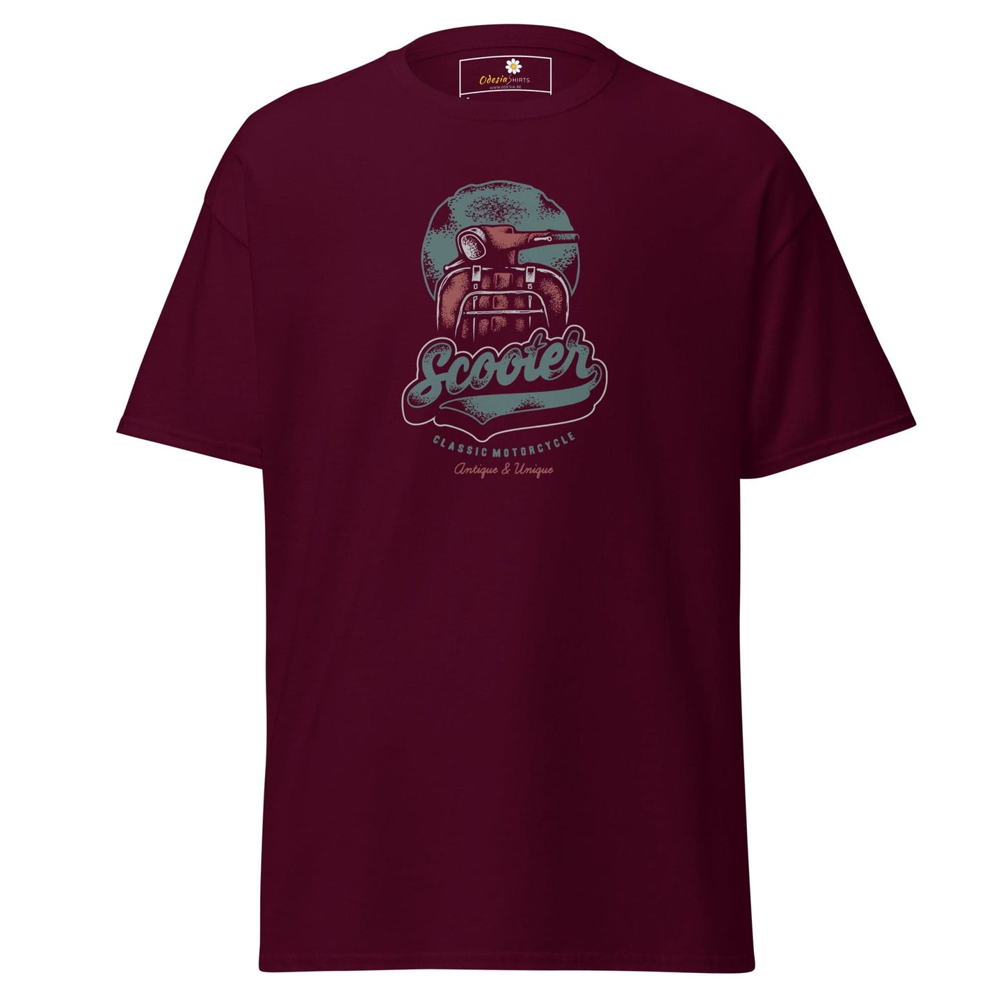 Unisex classic t-shirt - VINTAGE SCOOTER - REGULAR - Maroon / S