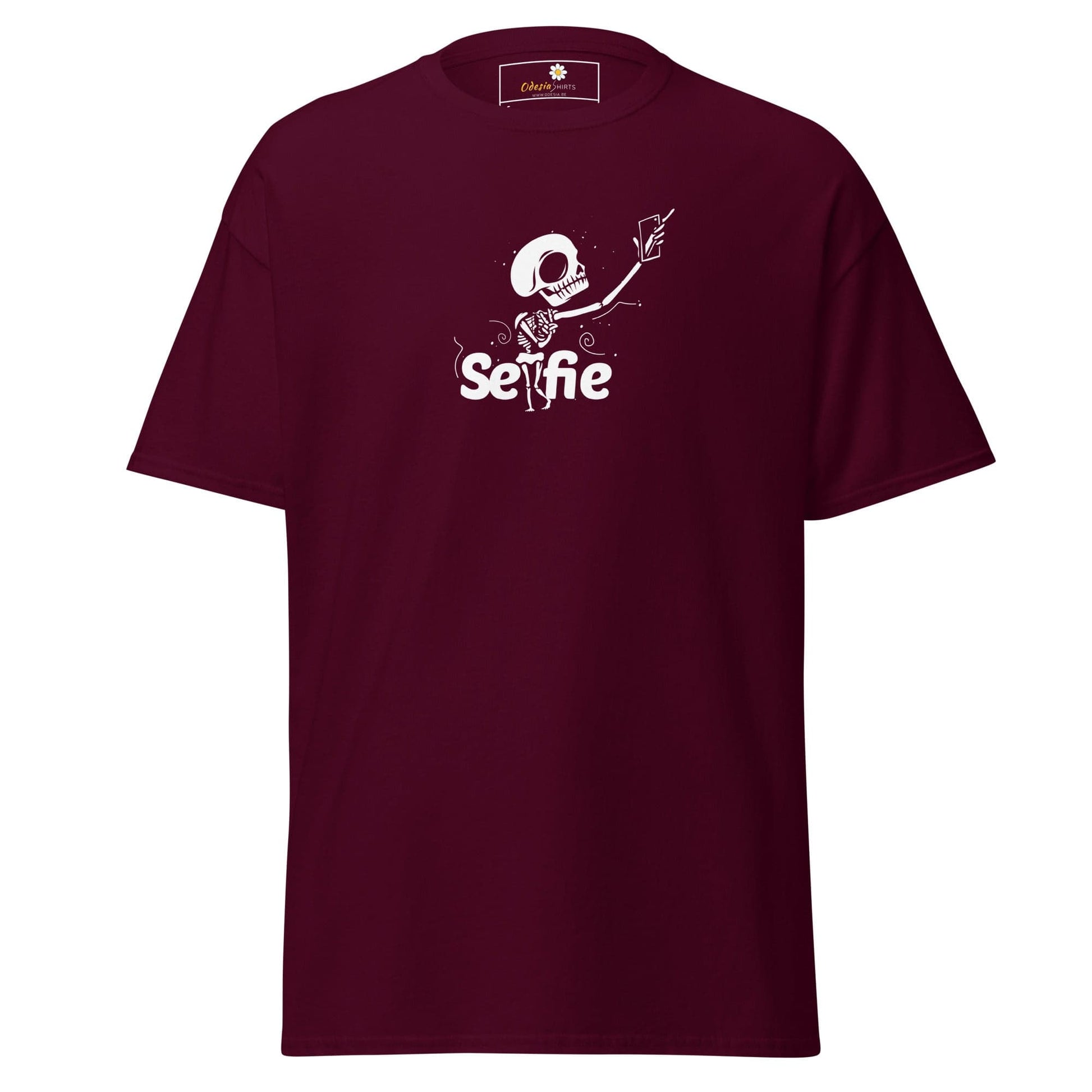 Unisex classic t-shirt - SKULL SELFIE - REGULAR - Maroon / S