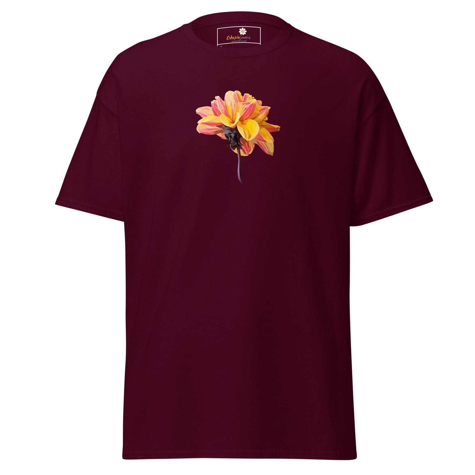 Unisex classic t-shirt - NATURE RED YELLOW FLOWER - REGULAR - Maroon / S