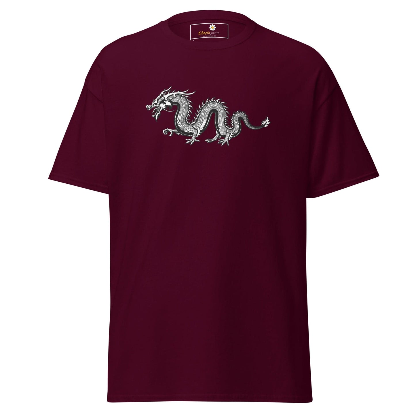 Unisex classic t-shirt - MYSTIC GREY DRAGON - REGULAR - Maroon / S