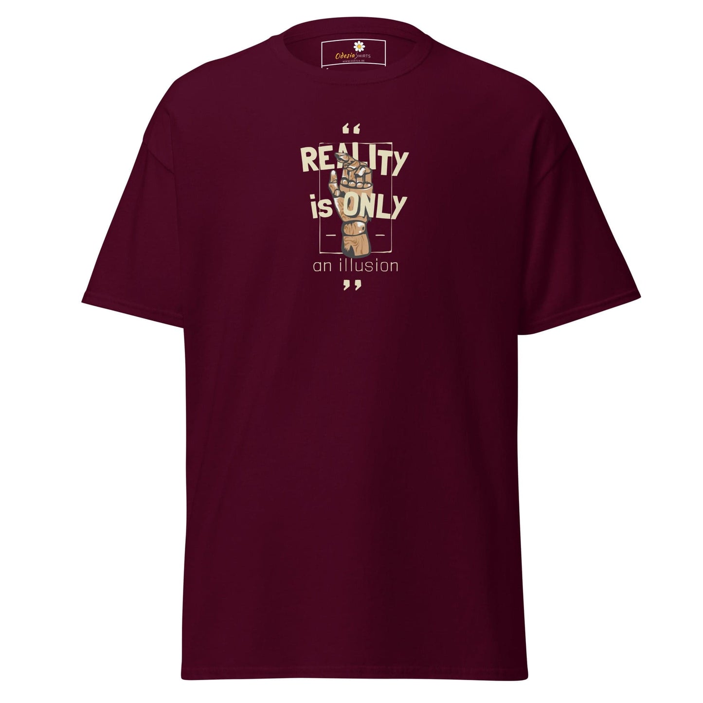 Unisex classic tee - MYSTIC TEXT REALITY AN ILLUSION - REGULAR - Maroon / S