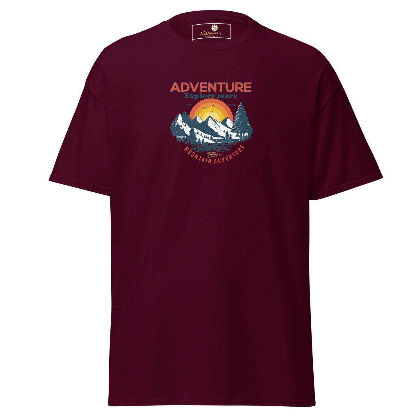 Unisex classic t-shirt - ADVENTURE EXPLORE MORE - REGULAR - Maroon / S