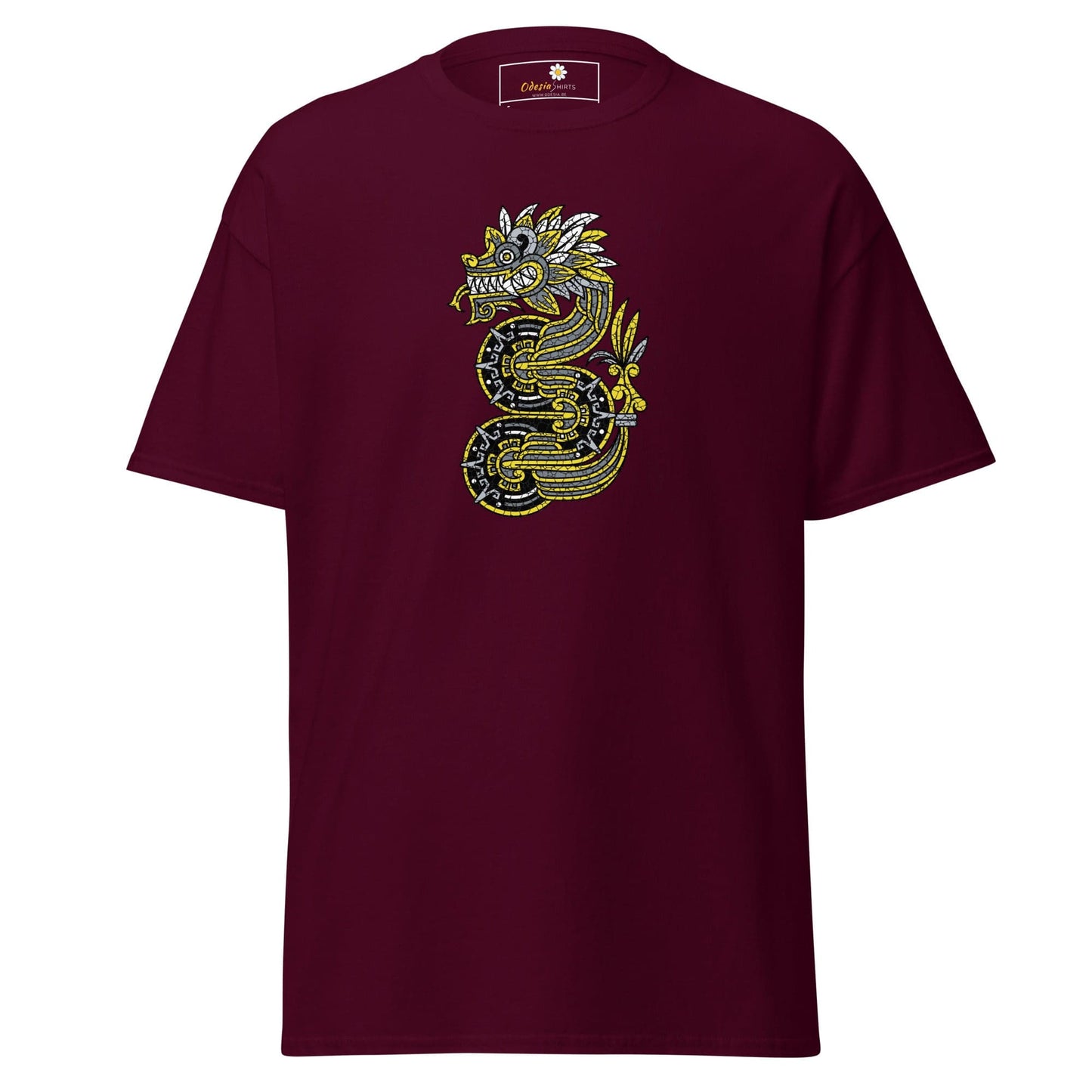 Unisex classic t-shirt - MYSTIC YELLOW GREY DRAGON - REGULAR - Maroon / S