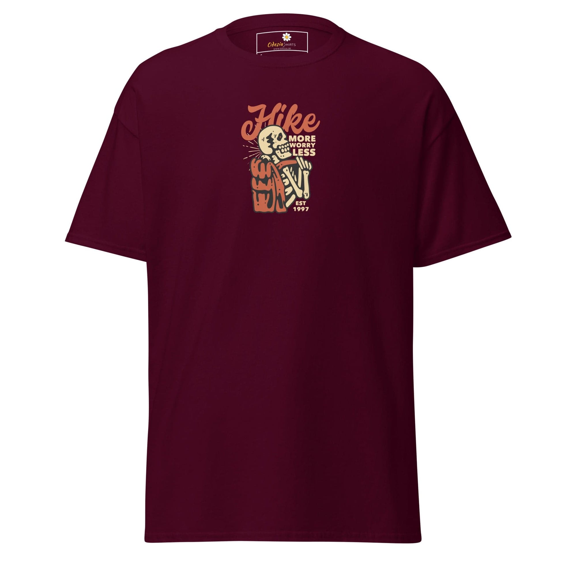 Unisex classic tee - SKULL SPORT HIKE MORE - REGULAR - Maroon / S