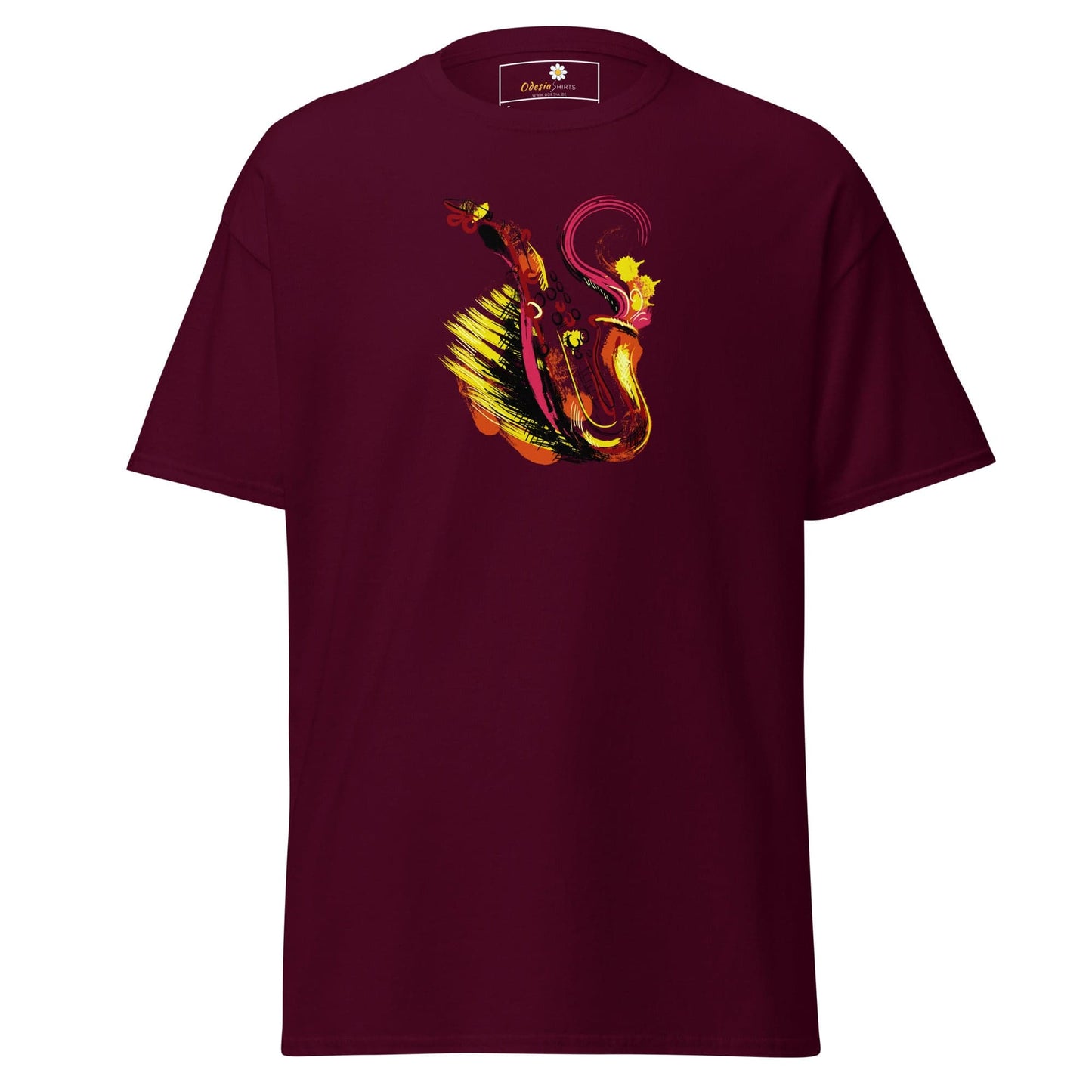 Unisex classic tee - MUSIC SAXOPHONE - REGULAR - Maroon / S