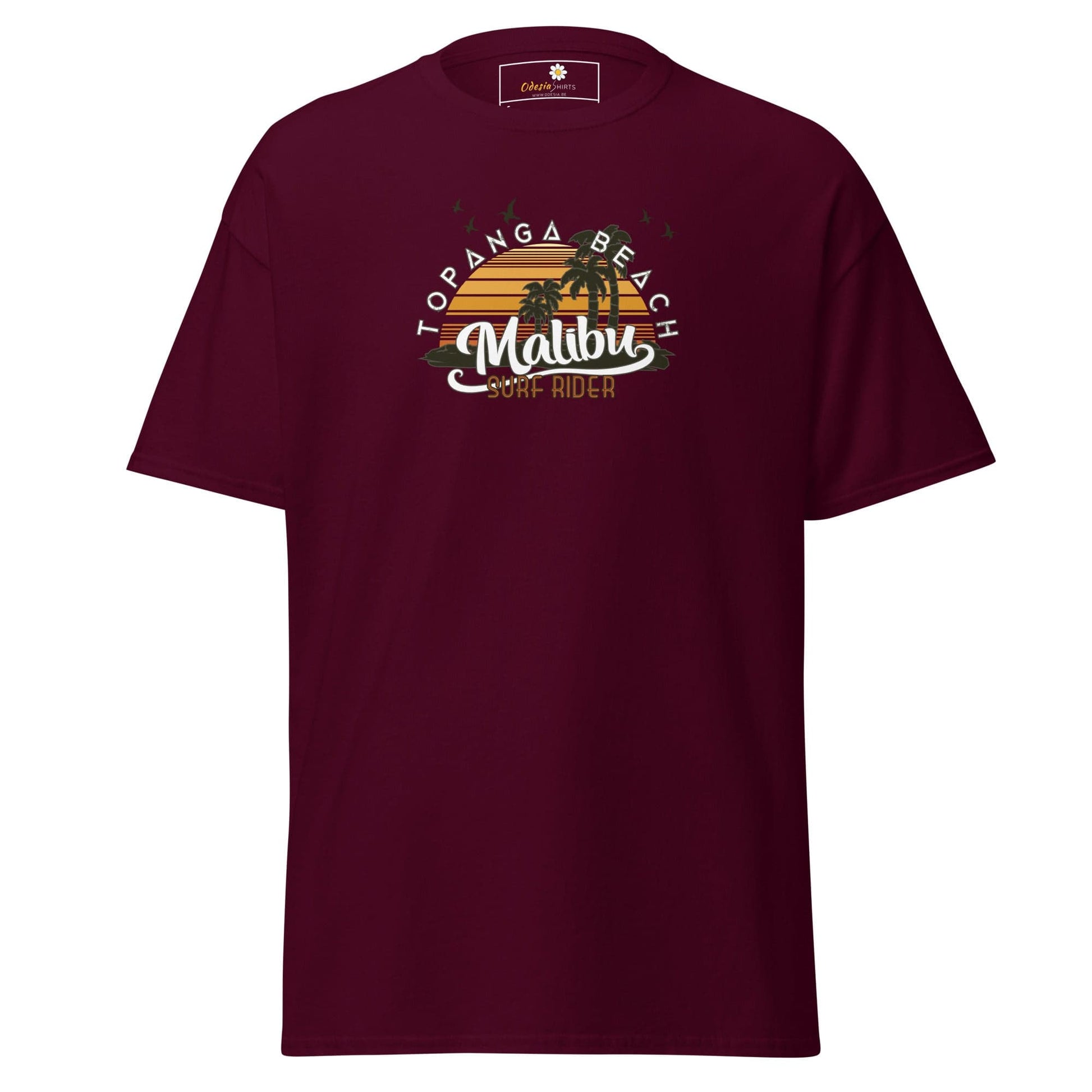Unisex classic t-shirt - SUMMER MALIBU SURF RIDER - REGULAR - Maroon / S