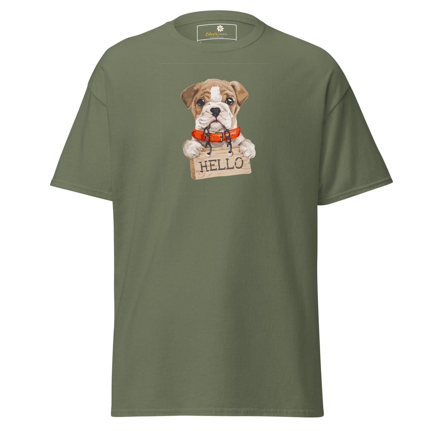 Unisex classic t-shirt - ANIMALS HELLO PUPPY - REGULAR - Military Green / S