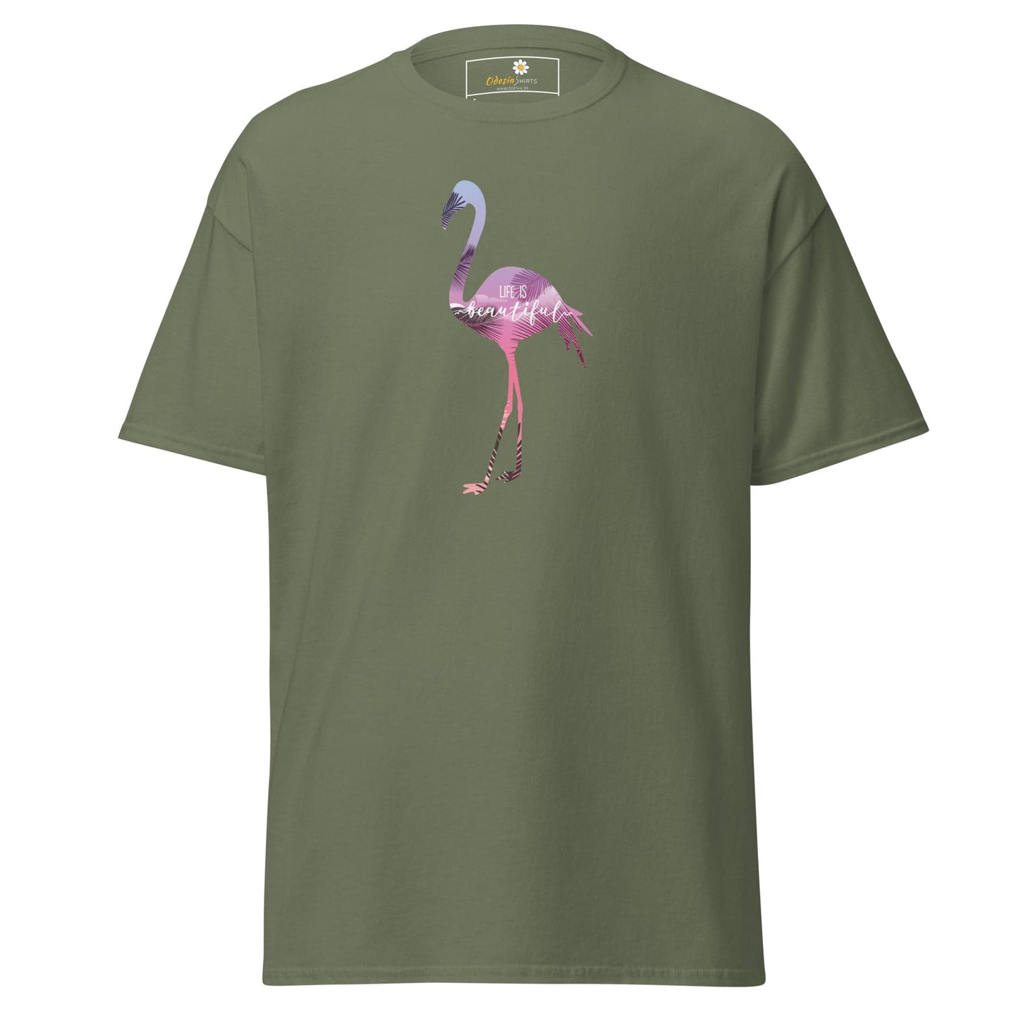 Unisex classic tee - WILD LIFE FLAMINGO - REGULAR - Military Green / S