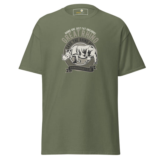 Unisex classic t-shirt - WILD LIFE GREAT RHINO - REGULAR - Military Green / S