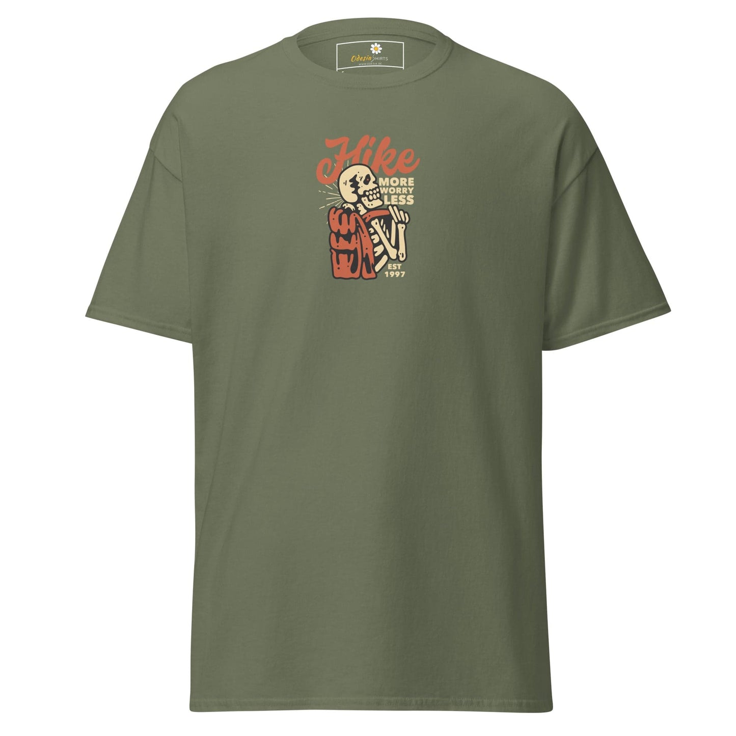 Unisex classic tee - SKULL SPORT HIKE MORE - REGULAR - Military Green / S
