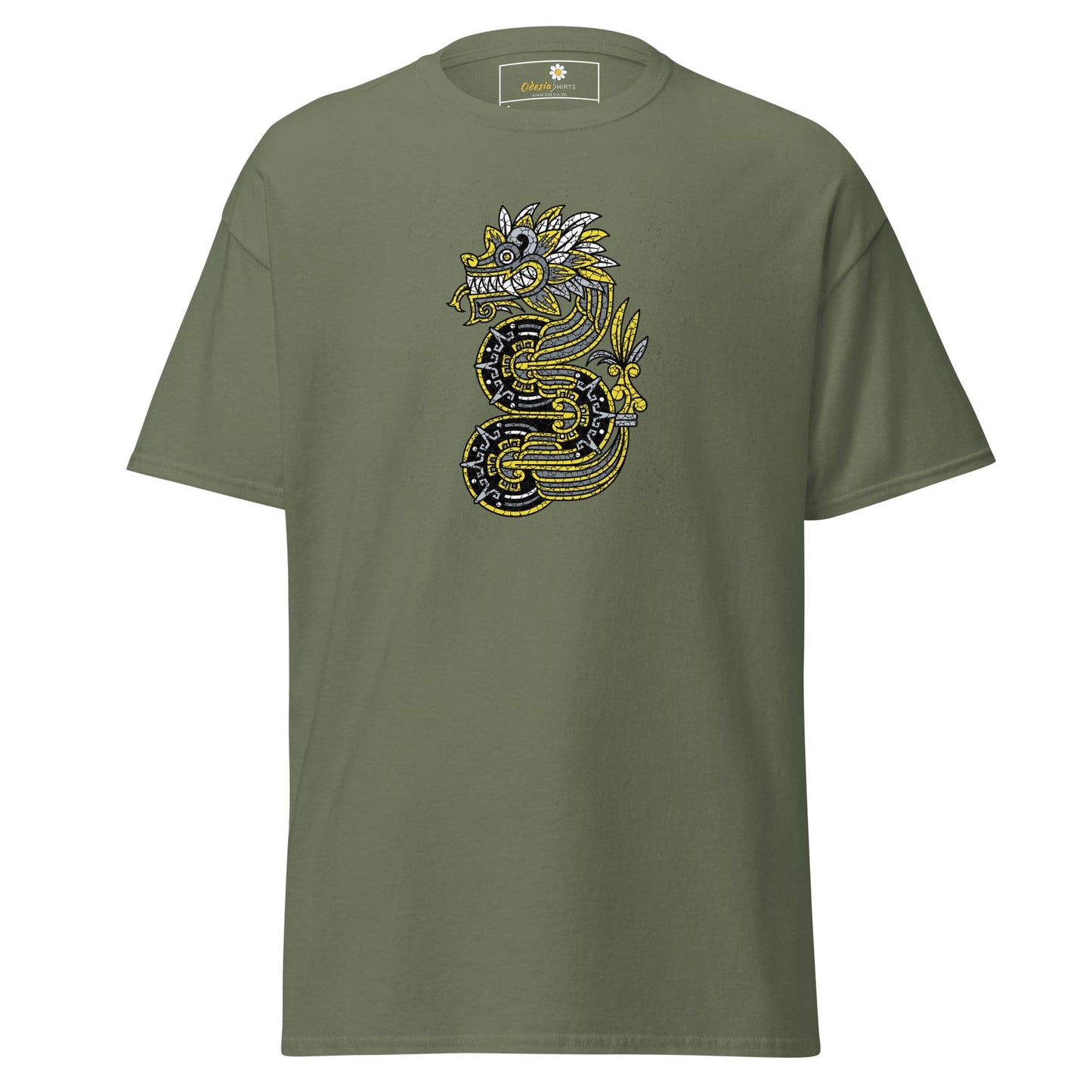 Unisex classic t-shirt - MYSTIC YELLOW GREY DRAGON - REGULAR - Military Green / S