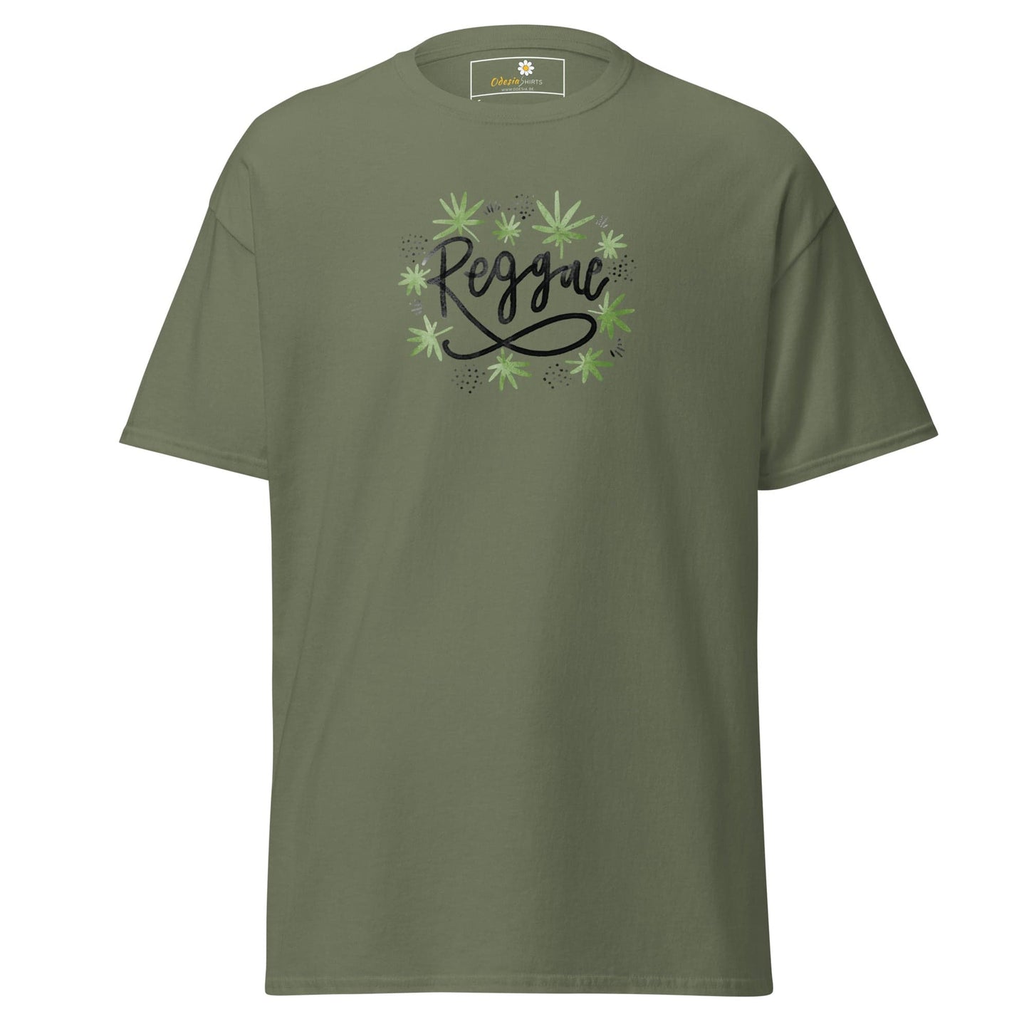 Unisex classic t-shirt - MUSIC REGGAE LEAVES - REGULAR - Military Green / S