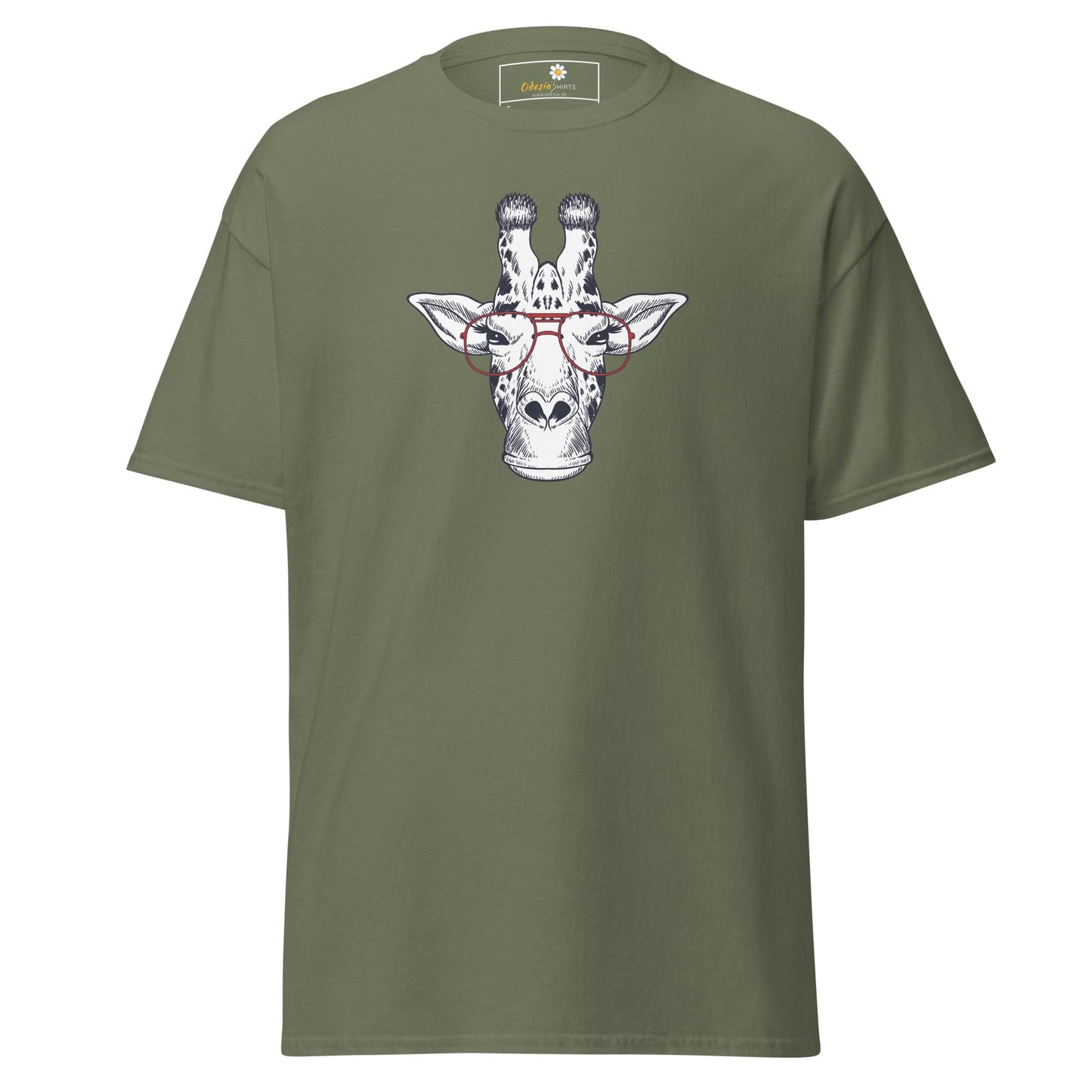 Unisex classic tee - WILD LIFE FUN GIRAFFE GLASSES - REGULAR - Military Green / S