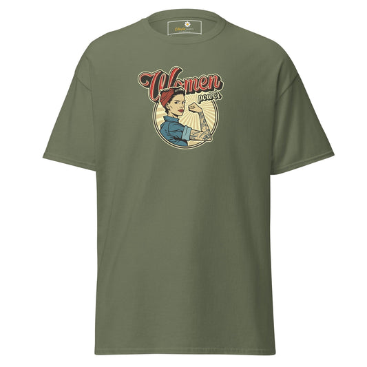 Unisex classic t-shirt - VINTAGE WOMEN POWER - REGULAR - Military Green / S