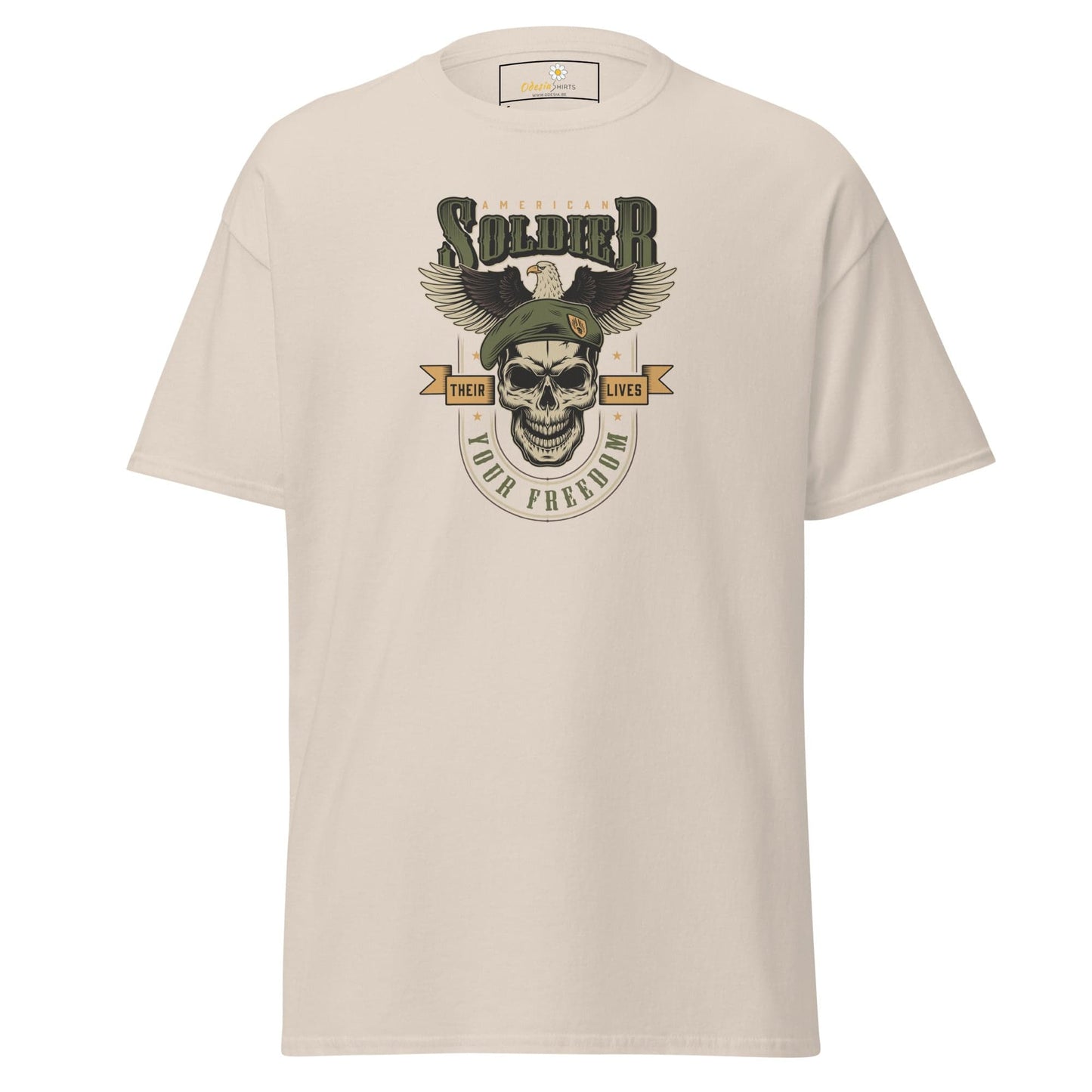 Unisex classic tee - SKULL VINTAGE AMERICAN SOLDIERS - REGULAR - Natural / S