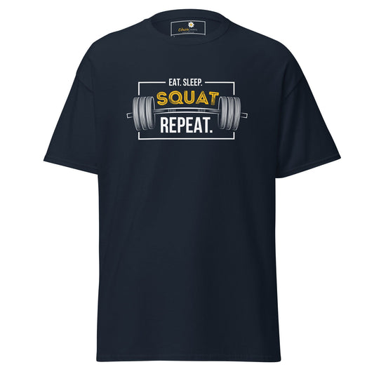 Unisex classic t-shirt - SPORT SQUAT REPEAT - REGULAR - Navy / S