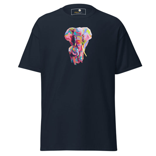 Unisex classic tee - WILD LIFE COLORFUL ELEPHANTS - REGULAR - Navy / S