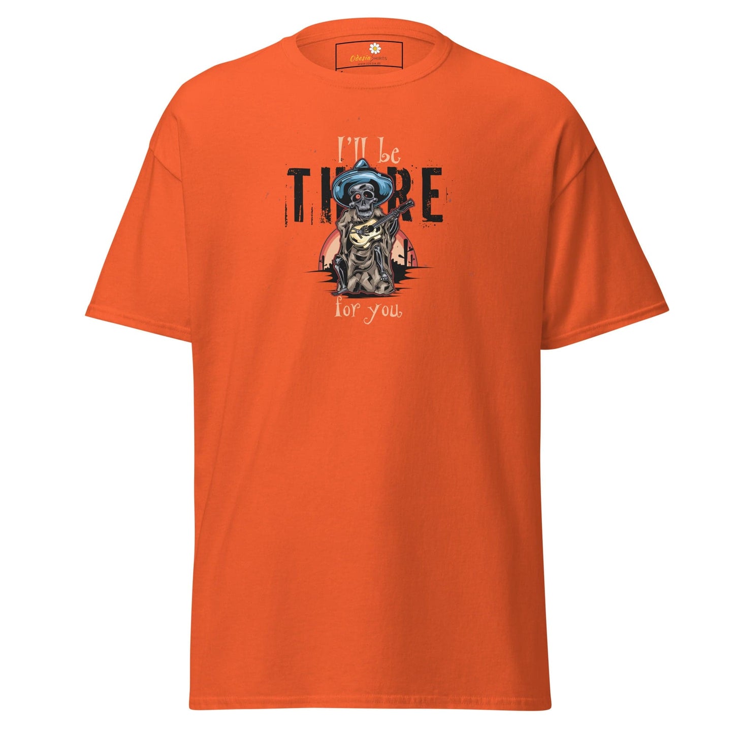 Unisex classic t-shirt - SKULL I WILL BE THERE FOR YOU - REGULAR - Orange / S