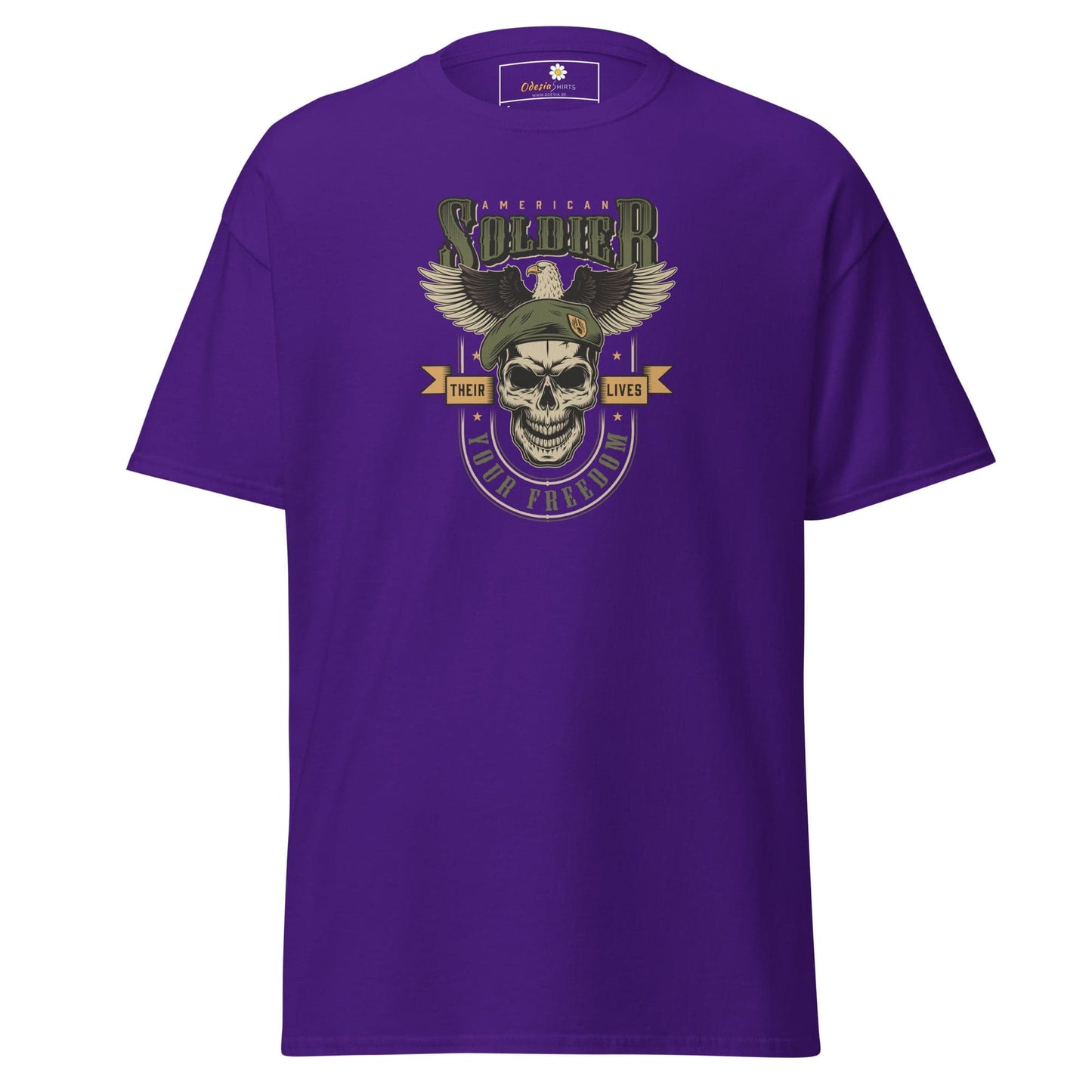 Unisex classic tee - SKULL VINTAGE AMERICAN SOLDIERS - REGULAR - Purple / S