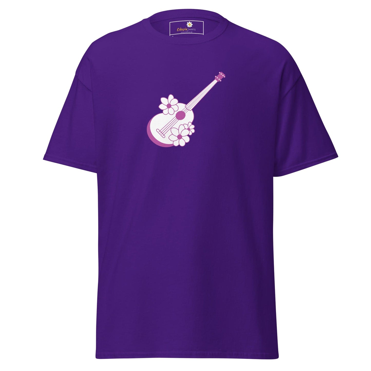 Unisex classic t-shirt - MUSIC GUITAR FLOWERS - REGULAR - Purple / S