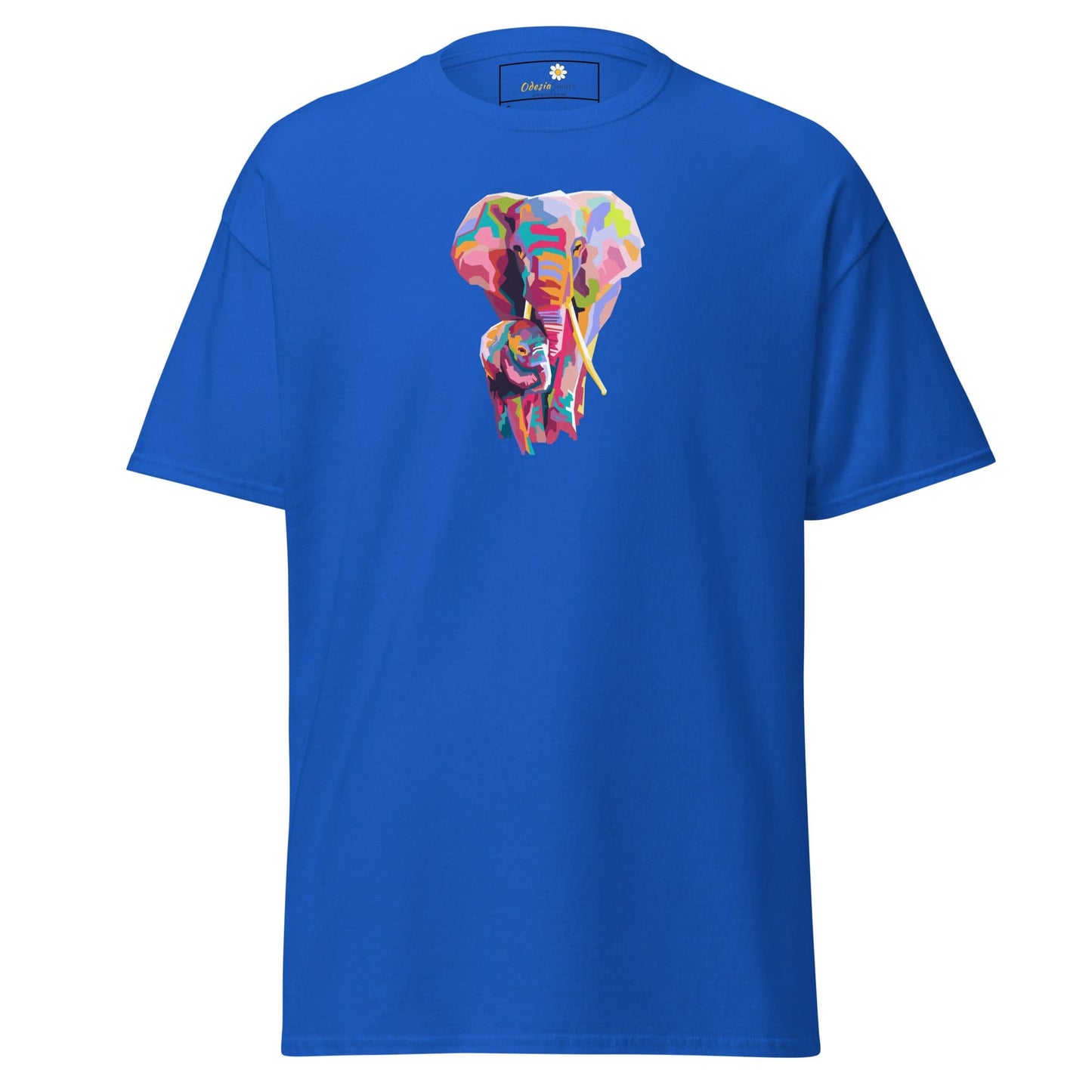 Unisex classic tee - WILD LIFE COLORFUL ELEPHANTS - REGULAR - Royal / S