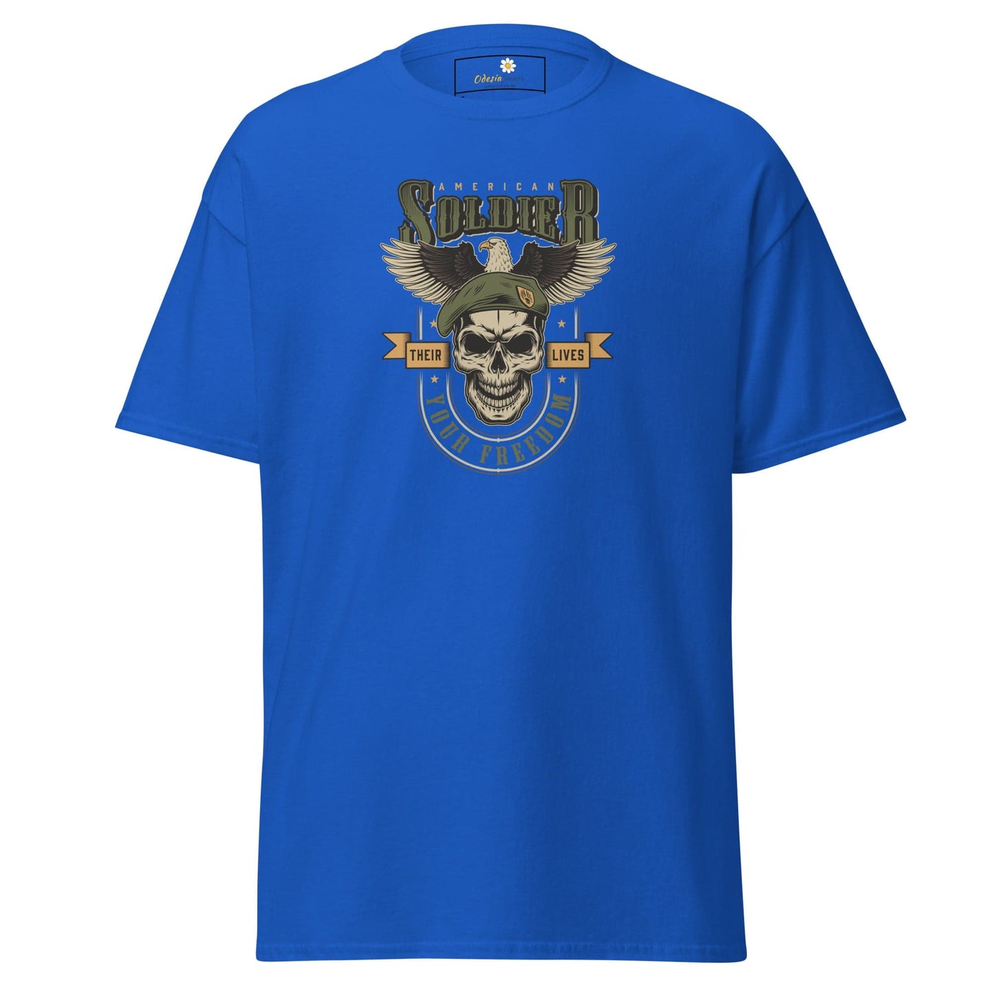 Unisex classic tee - SKULL VINTAGE AMERICAN SOLDIERS - REGULAR - Royal / S