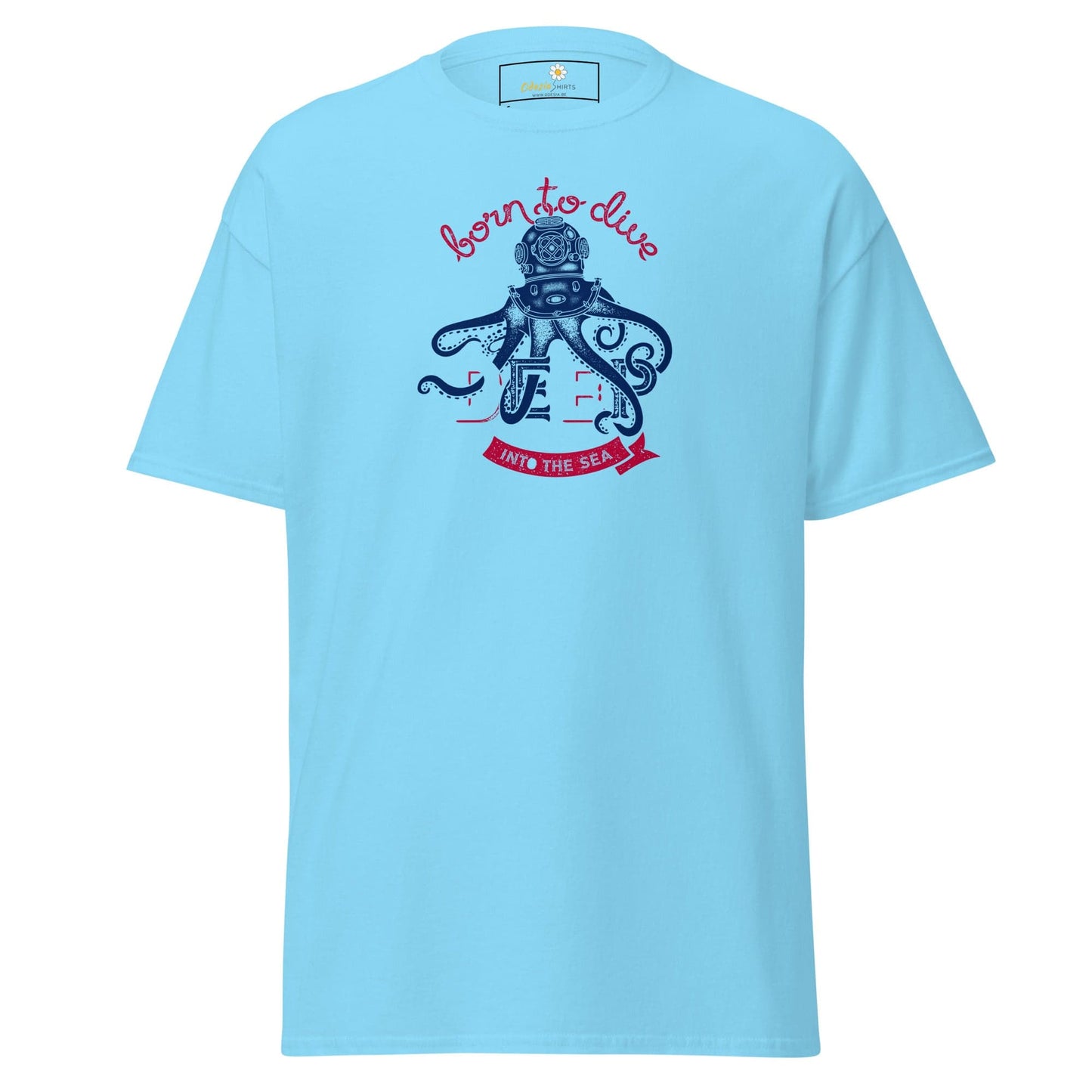 Unisex classic t-shirt - SPORT BORN TO DIVE - REGULAR - Sky / S