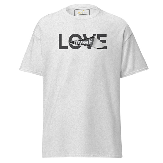 White T-shirt with LOVE myself graphic, suitable for Men and Women size S to XL