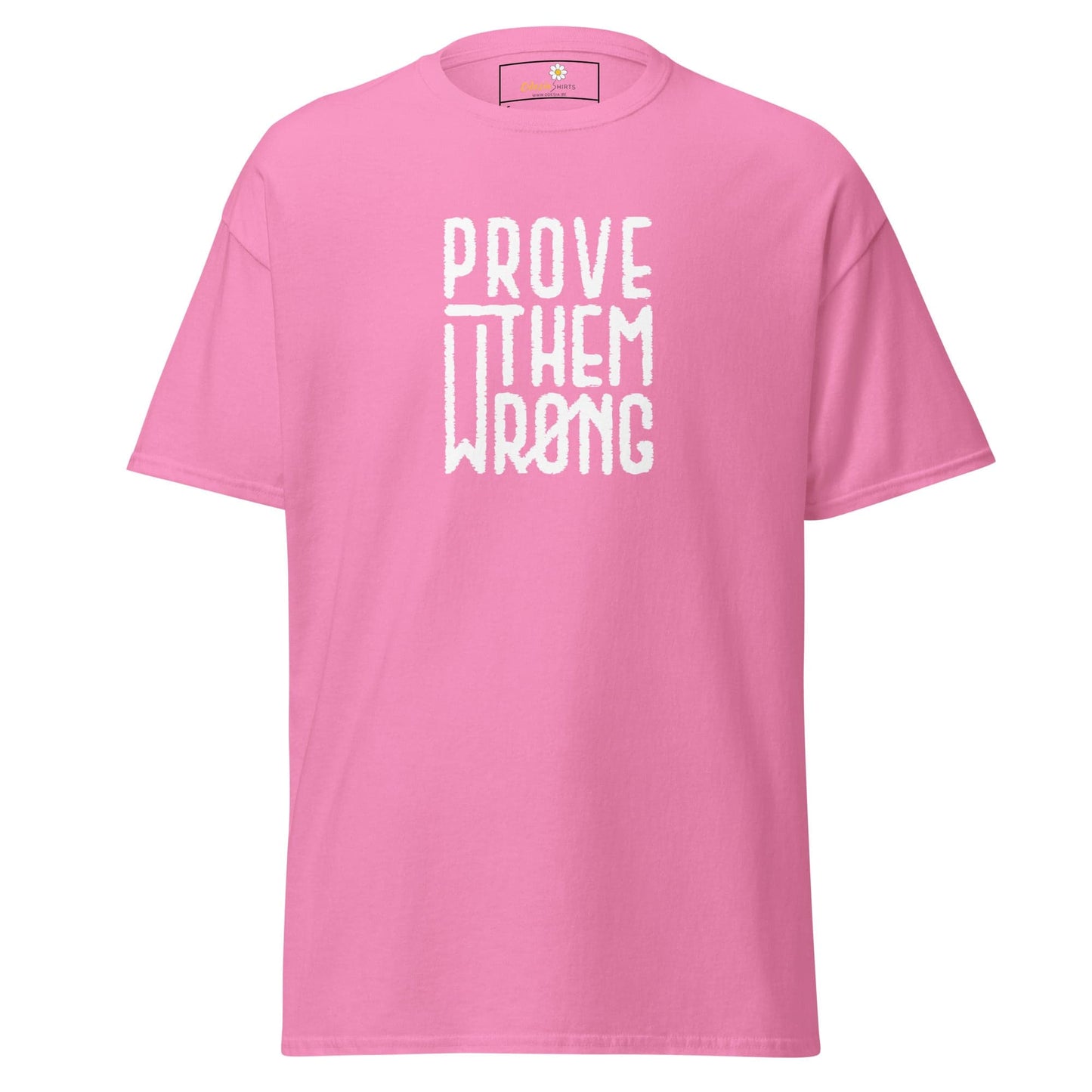 Pink T-shirt with white text from T-SHIRT DESIGN TEE for Men and Women sizes S to XL