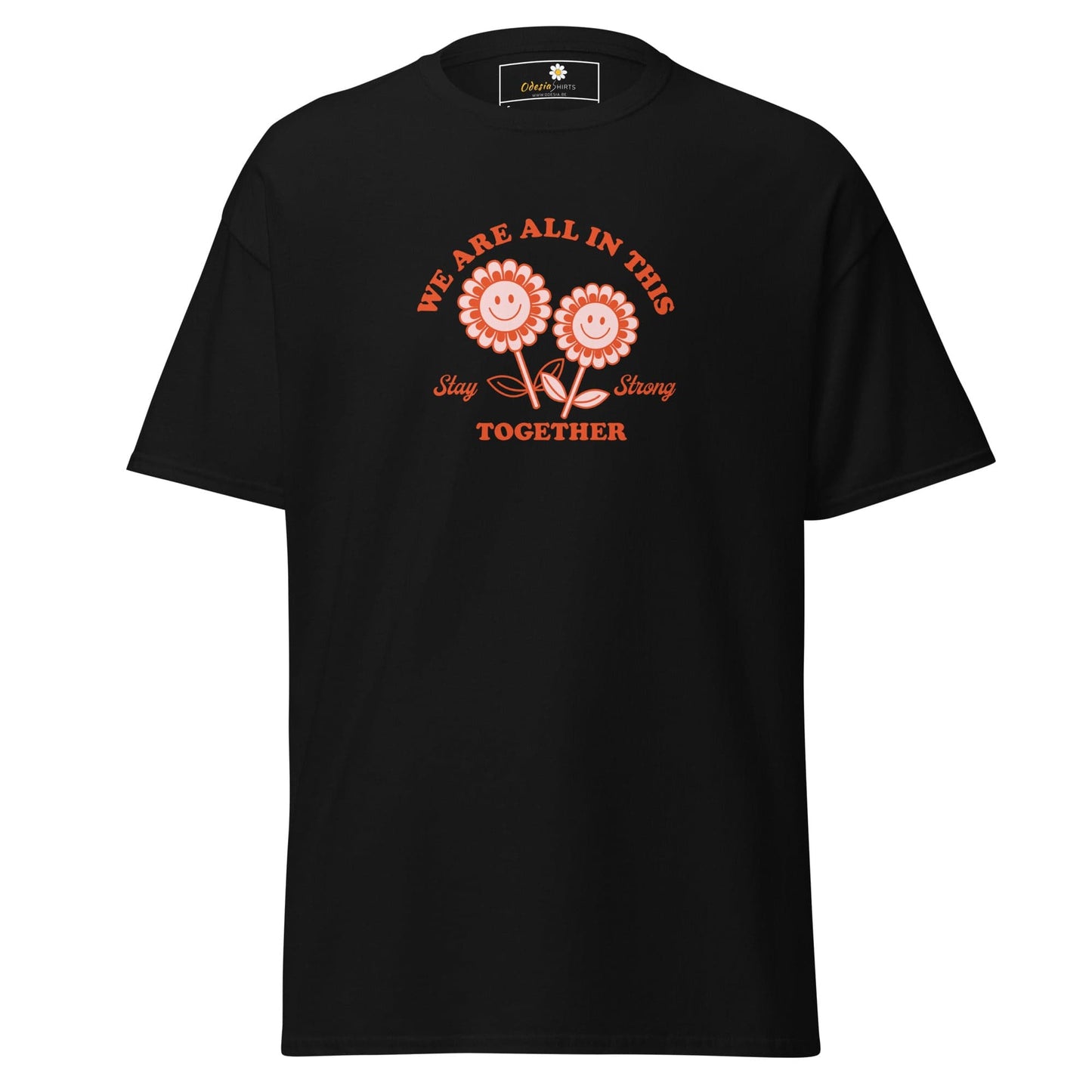 Unisex classic t-shirt - POSITIVE FLOWERS POWER - REGULAR - Black / S