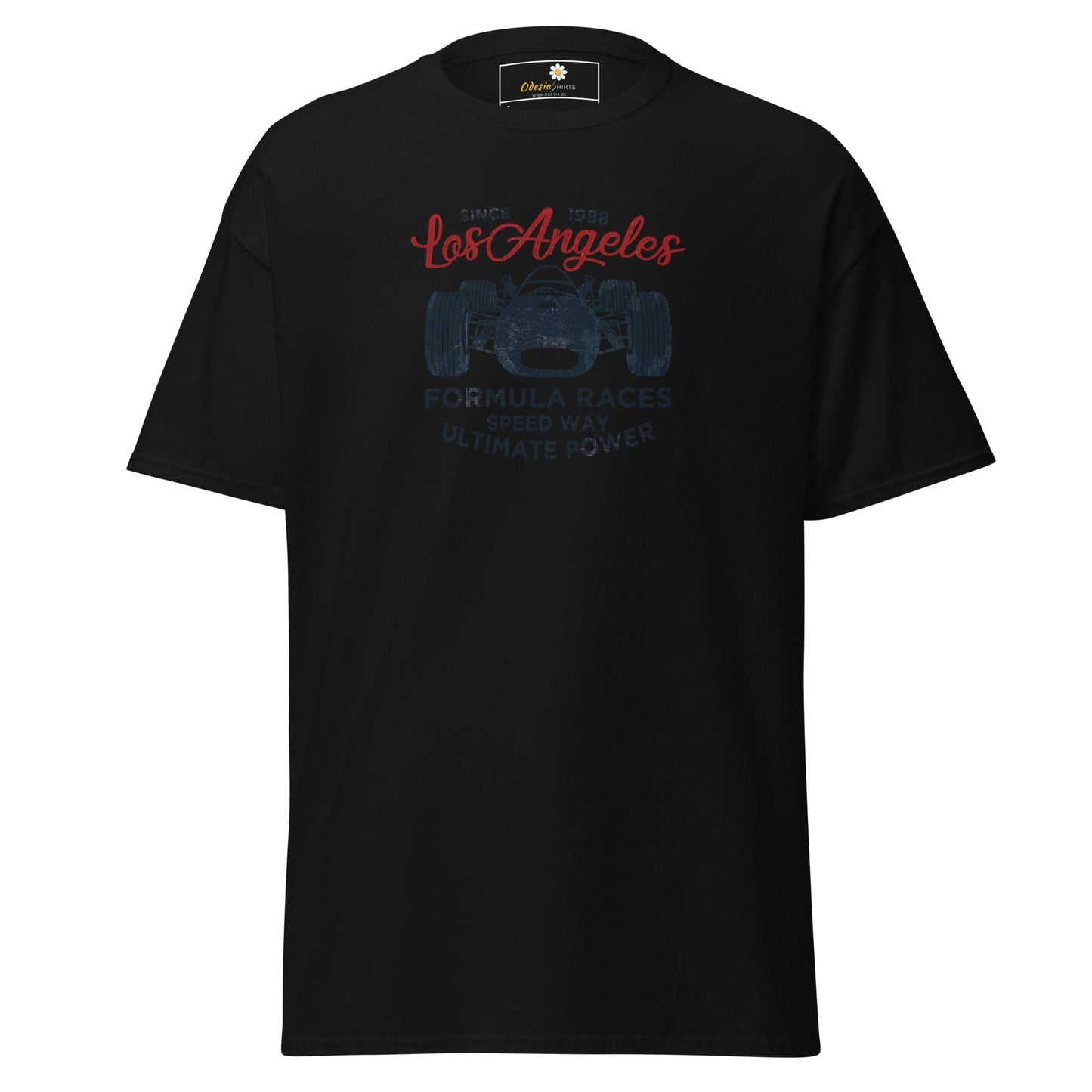Black T-shirt with graphic design, suitable for men and women in S to XL sizes